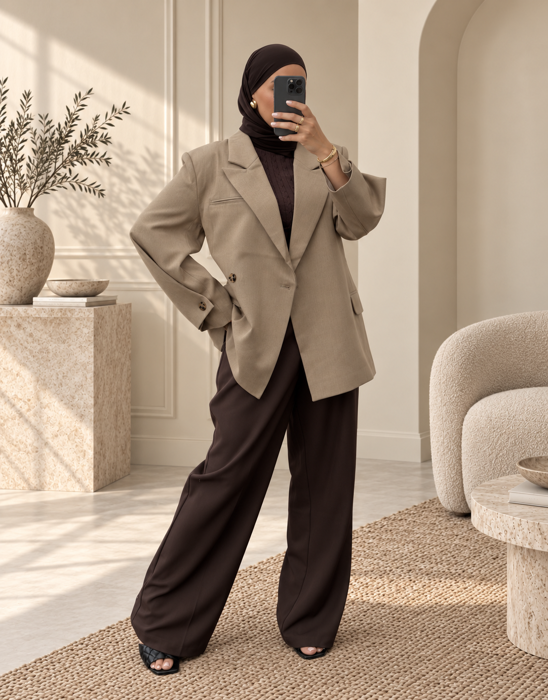 Blazer oversize structuré - Beige