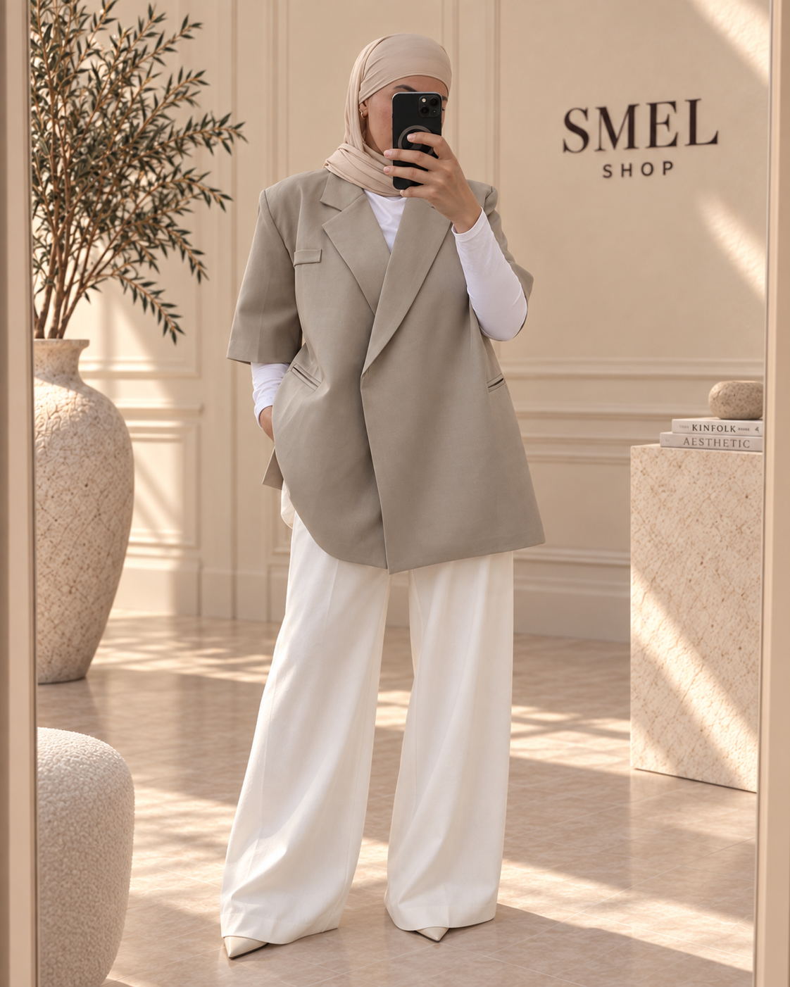 Blazer oversize à manches courtes