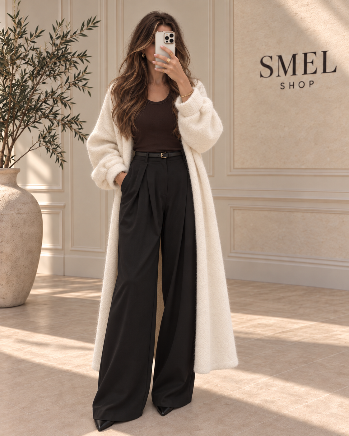 Pantalon tailleur large à pinces