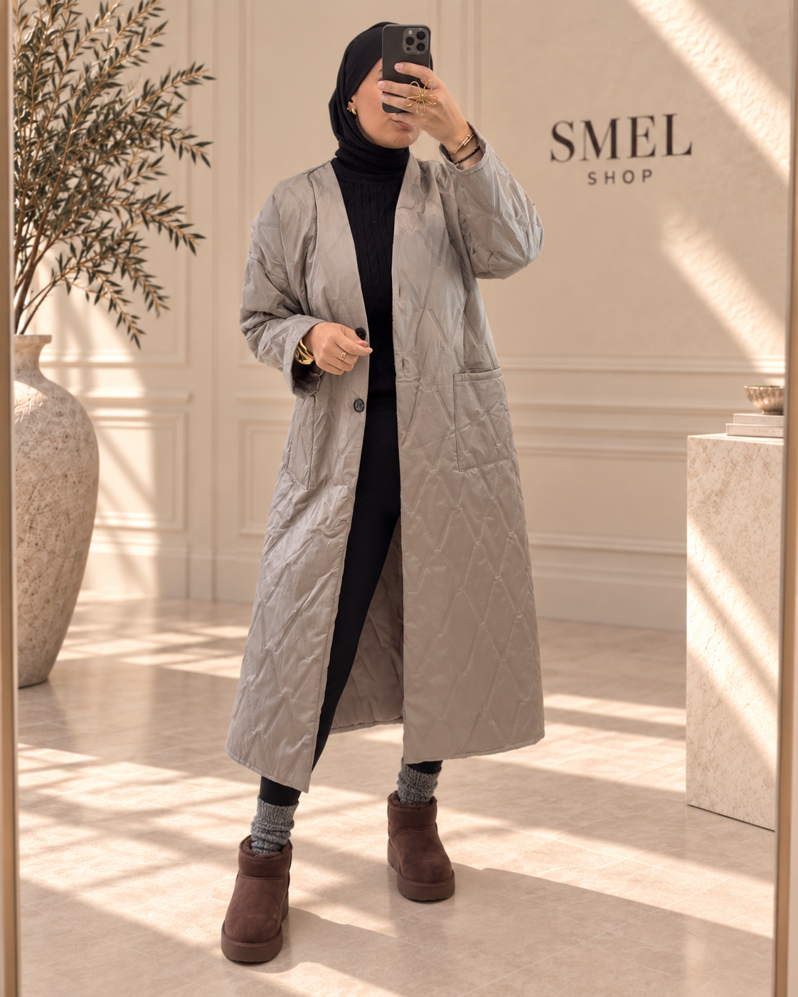 Manteau long matelassé léger