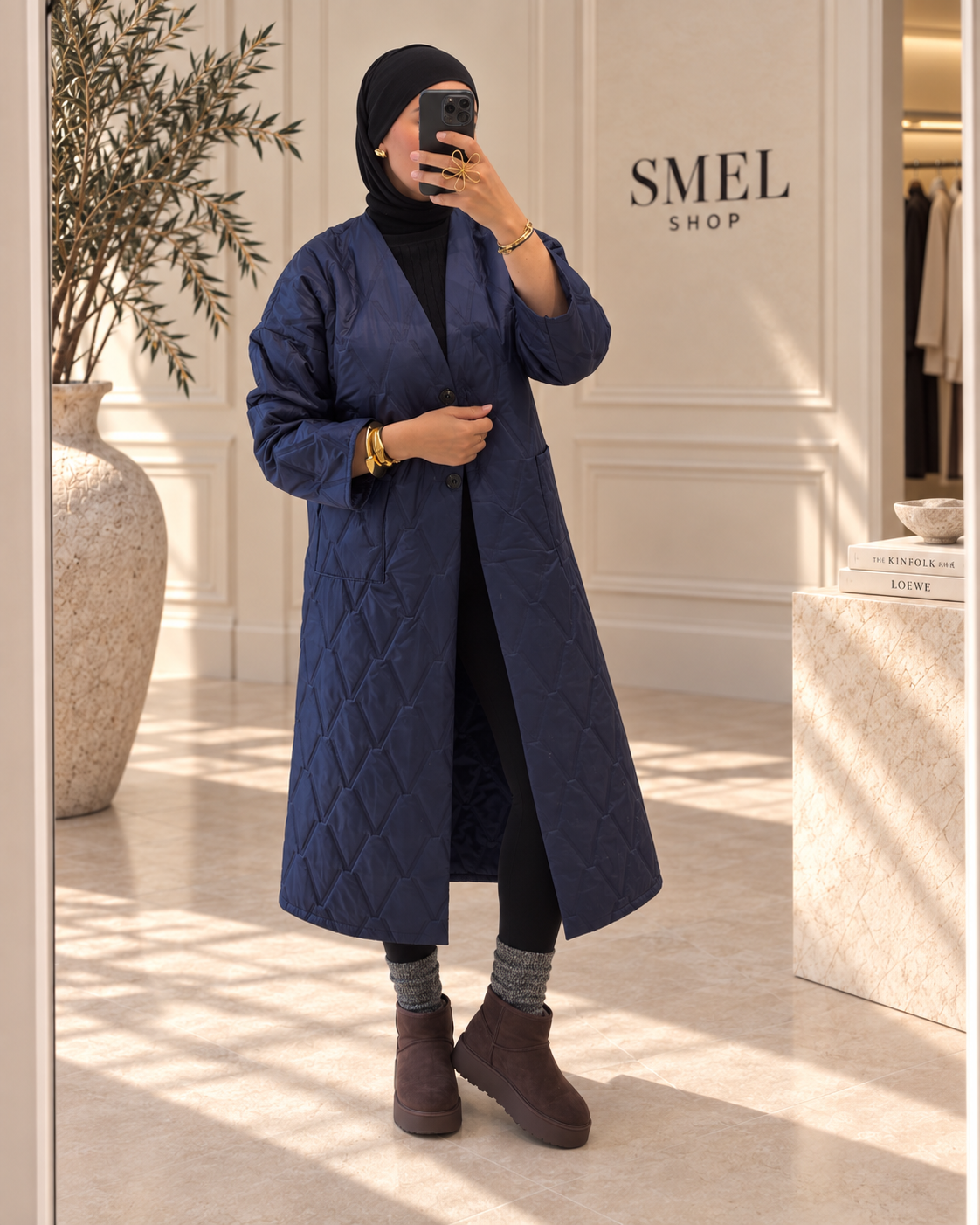 Manteau long matelassé léger