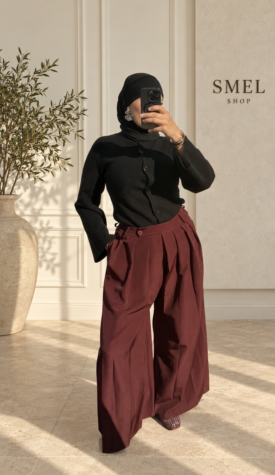 Pantalon Palazzo bordeaux