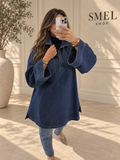 Tunique oversize en jean à col polo