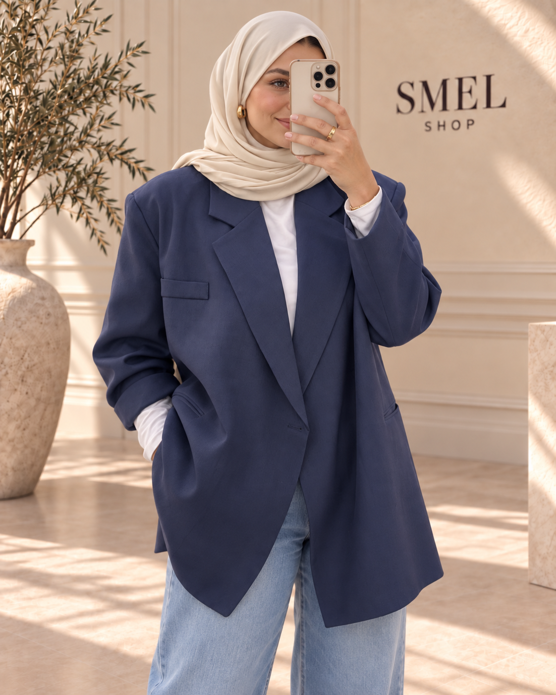 Blazer oversize à manches courtes