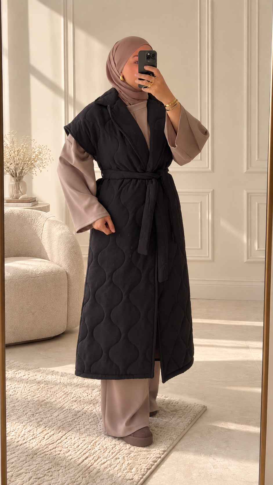 Gilet long matelassé sans manches
