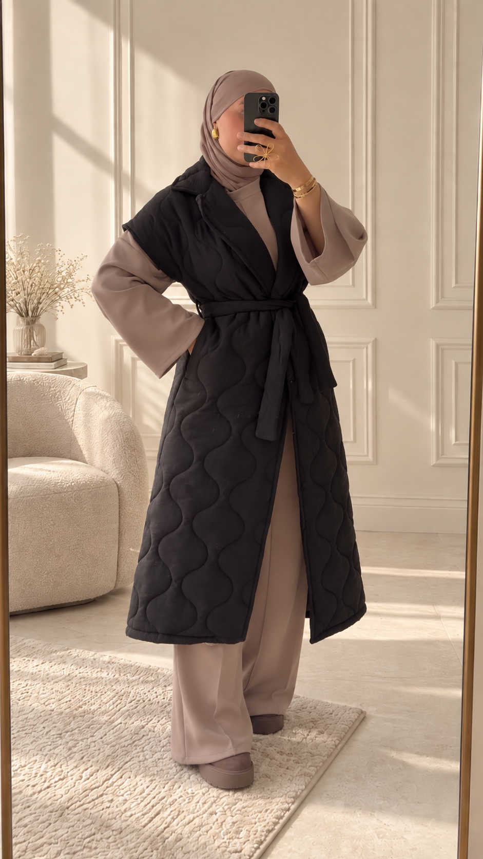 Gilet long matelassé sans manches