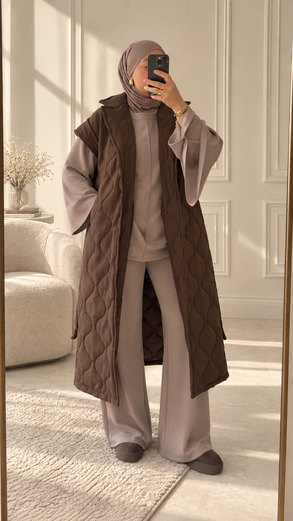 Gilet long matelassé sans manches