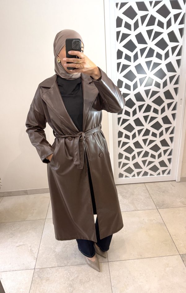 Trench similicuir marron