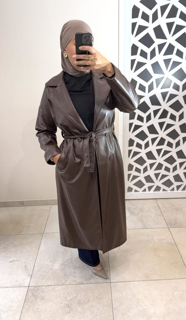 Trench similicuir marron
