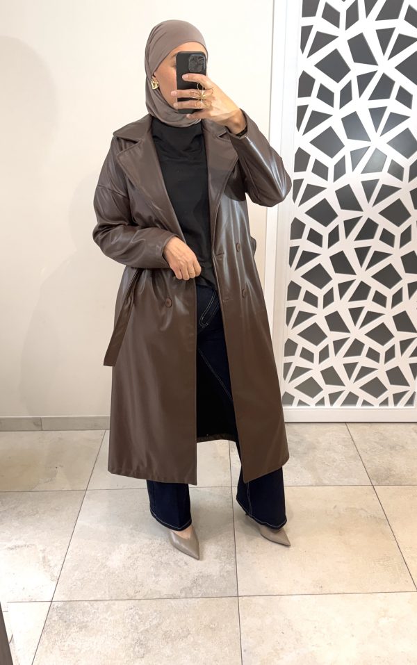 Trench similicuir marron