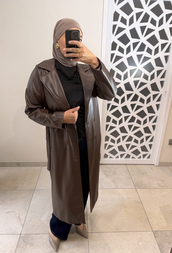 Trench similicuir marron