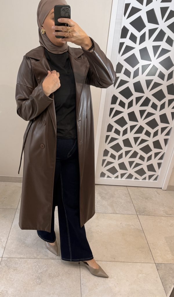 Trench similicuir marron