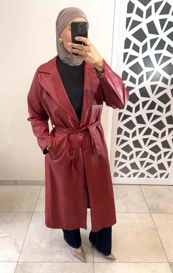 Trench similicuir rouge