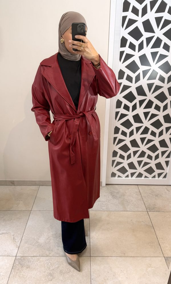 Trench similicuir rouge