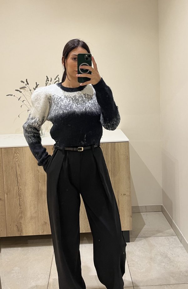 Pantalon noir taille haute avec ceinture