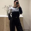 Pantalon noir taille haute avec ceinture