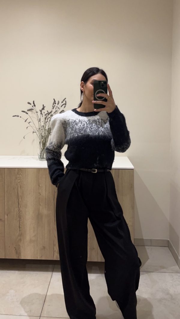 Pantalon noir taille haute avec ceinture