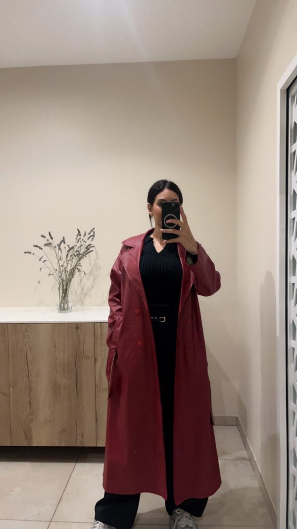 Trench similicuir rouge