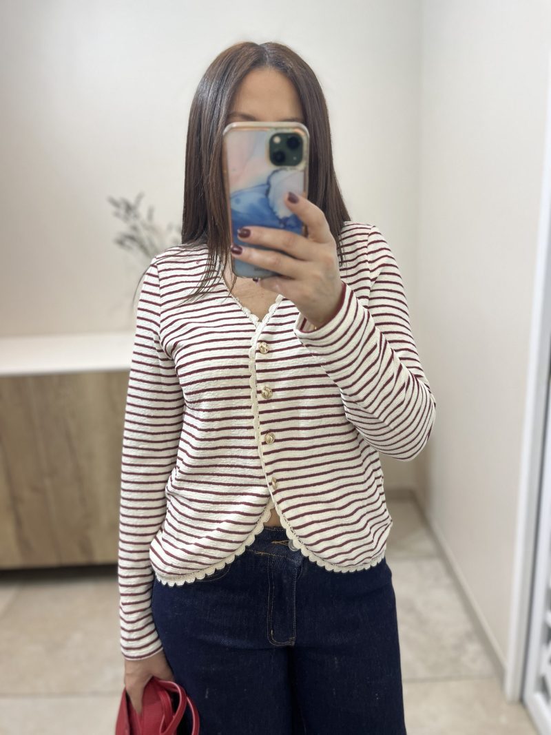Pull marinière rouge