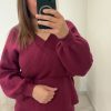 Ensemble jupe cache coeur bordeaux