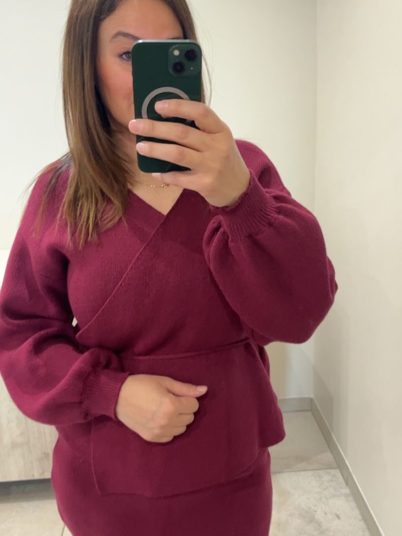 Ensemble jupe cache coeur bordeaux