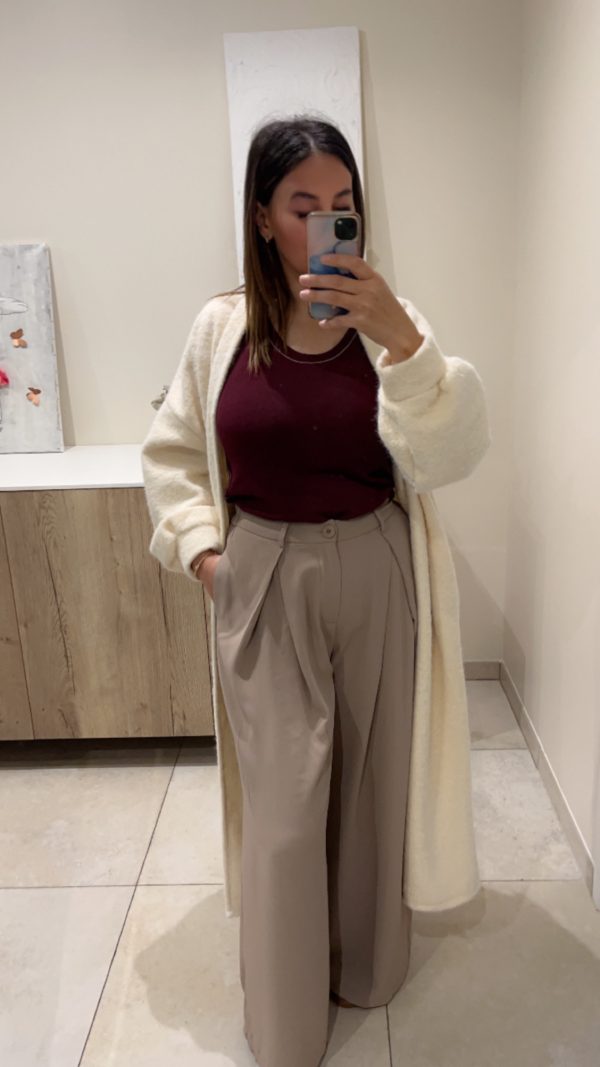 Pantalon taille haute taupe