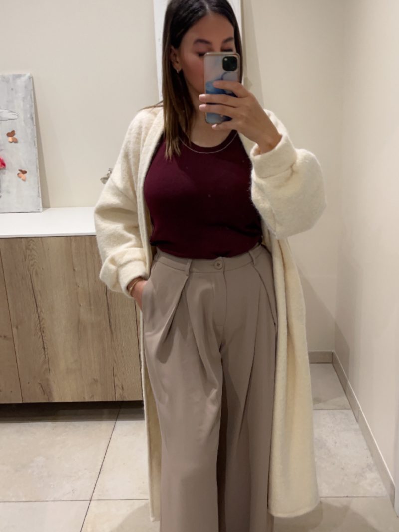 Pantalon taille haute taupe