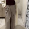 Pantalon taille haute taupe