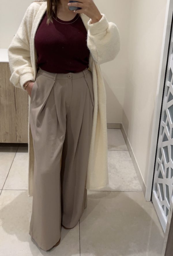 Pantalon taille haute taupe