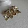 Boucle d’oreille feuille perlée