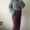 Pull oversize torsadé gris – col montant gris
