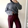 Pull oversize torsadé gris – col montant gris