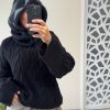 Pull oversize torsadé noir – col montant