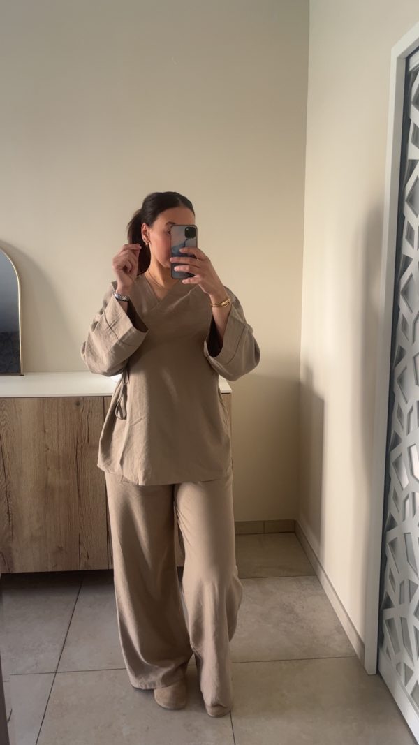 Ensemble cache coeur beige