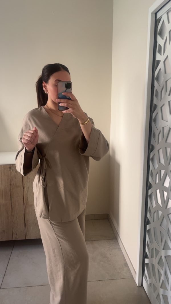 Ensemble cache coeur beige
