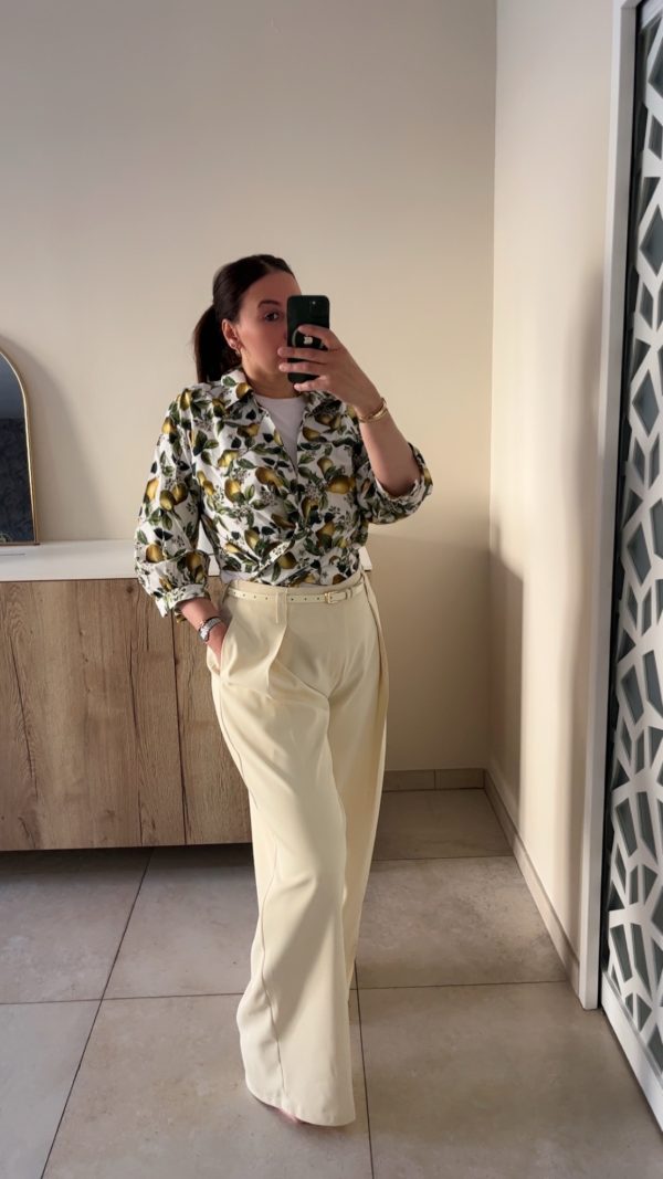 img_3102 Pantalon jaune pastel haute avec ceinture