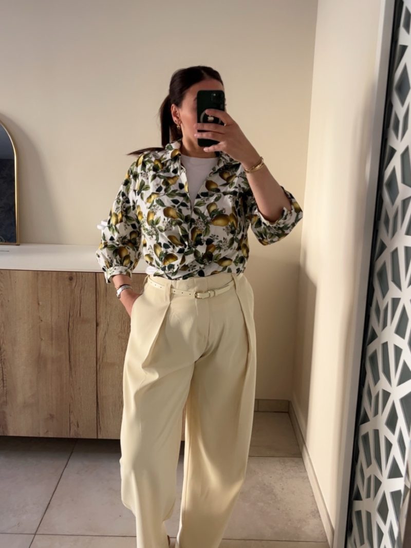 Pantalon jaune pastel haute avec ceinture