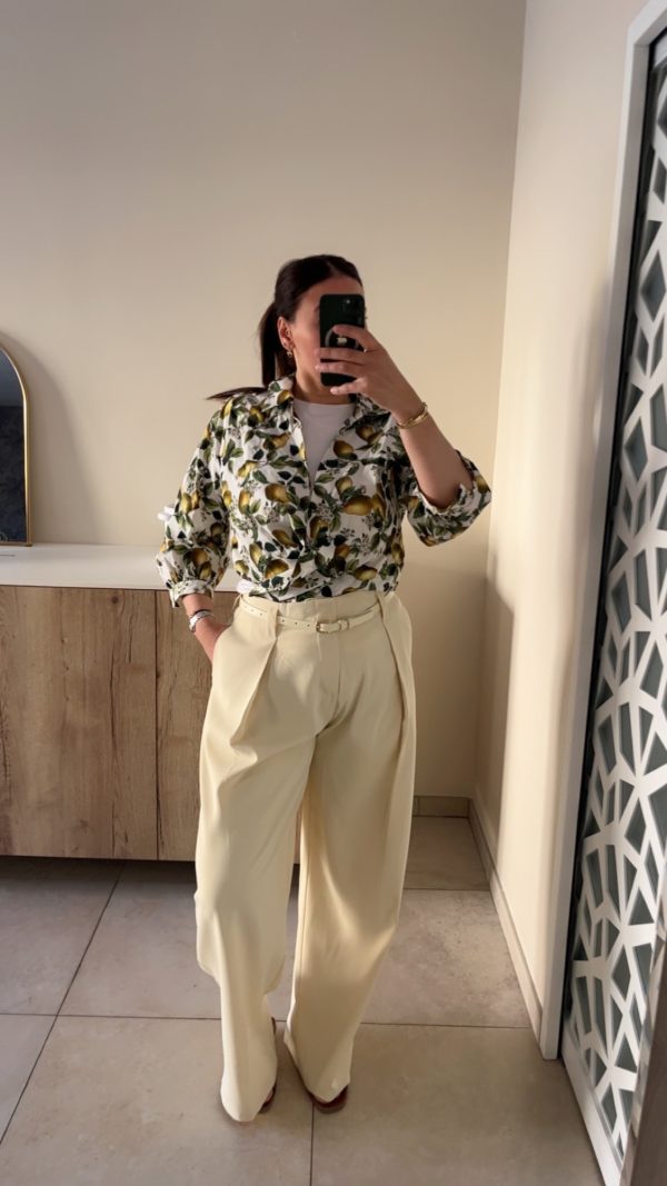 img_3104 Pantalon jaune pastel haute avec ceinture