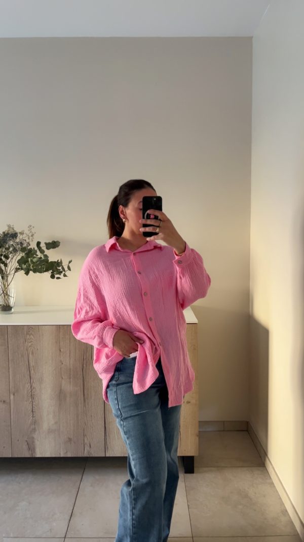 Chemise gaz de coton rose
