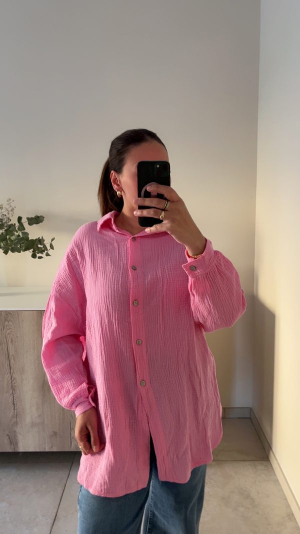 Chemise gaz de coton rose