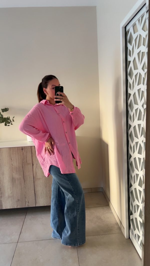 Chemise gaz de coton rose