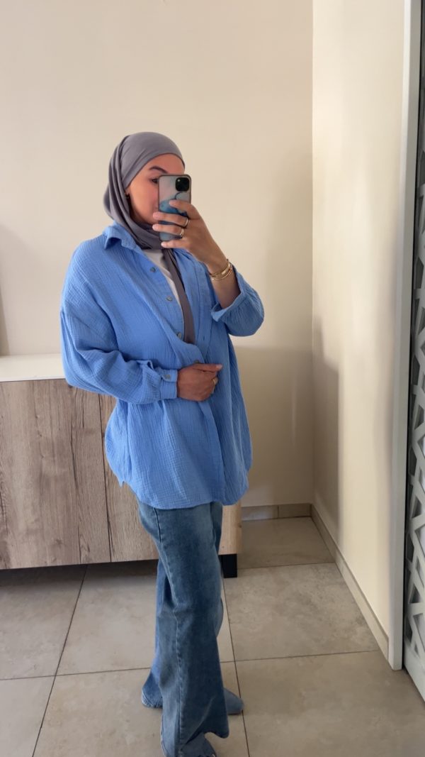 Chemise gaz de coton bleu