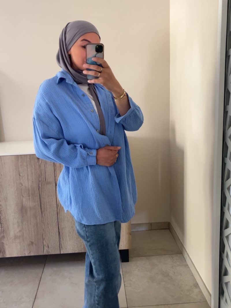 Chemise gaz de coton bleu