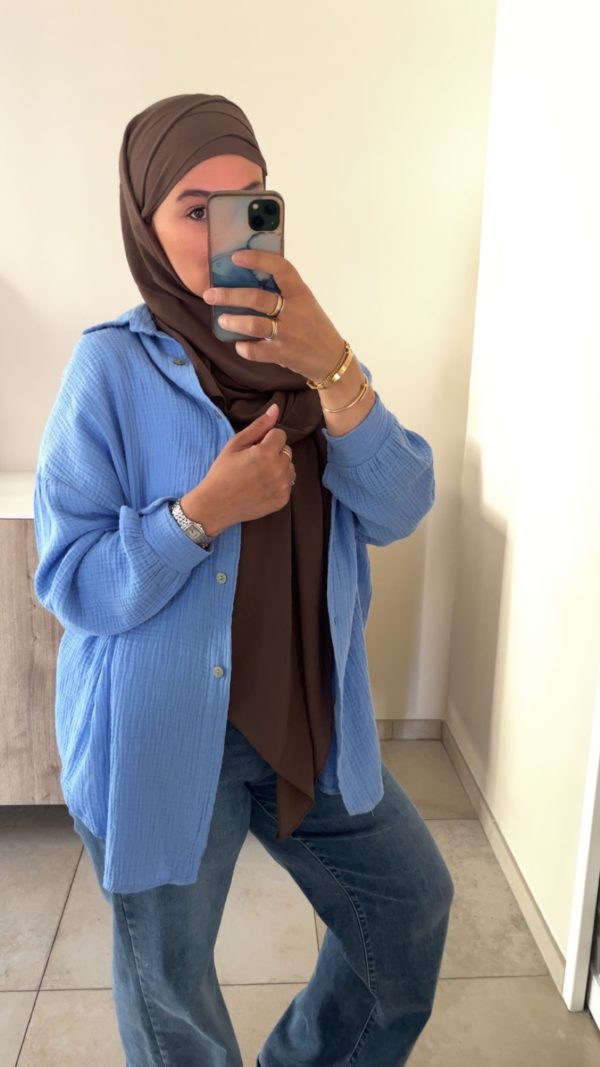 Chemise gaz de coton bleu