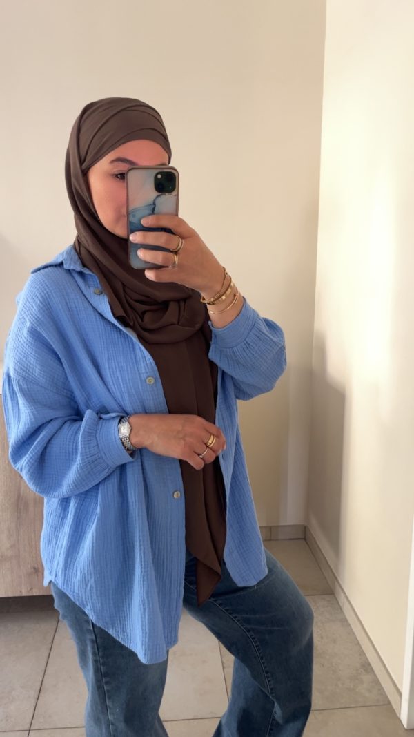 Chemise gaz de coton bleu