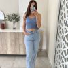 Top en crochet bleu