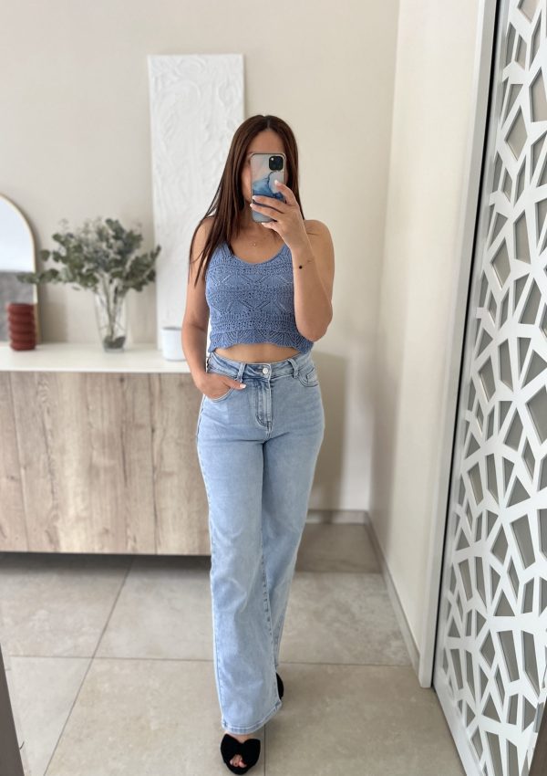 Top en crochet bleu