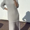 Robe pull plissé beige