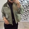 Veste col velours verte