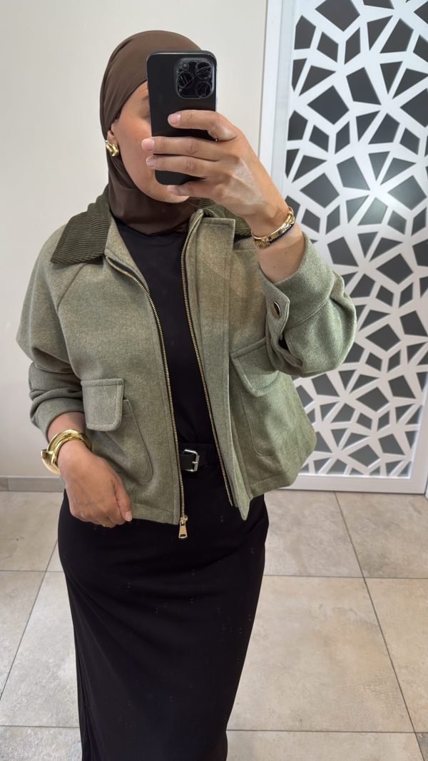 Veste col velours verte